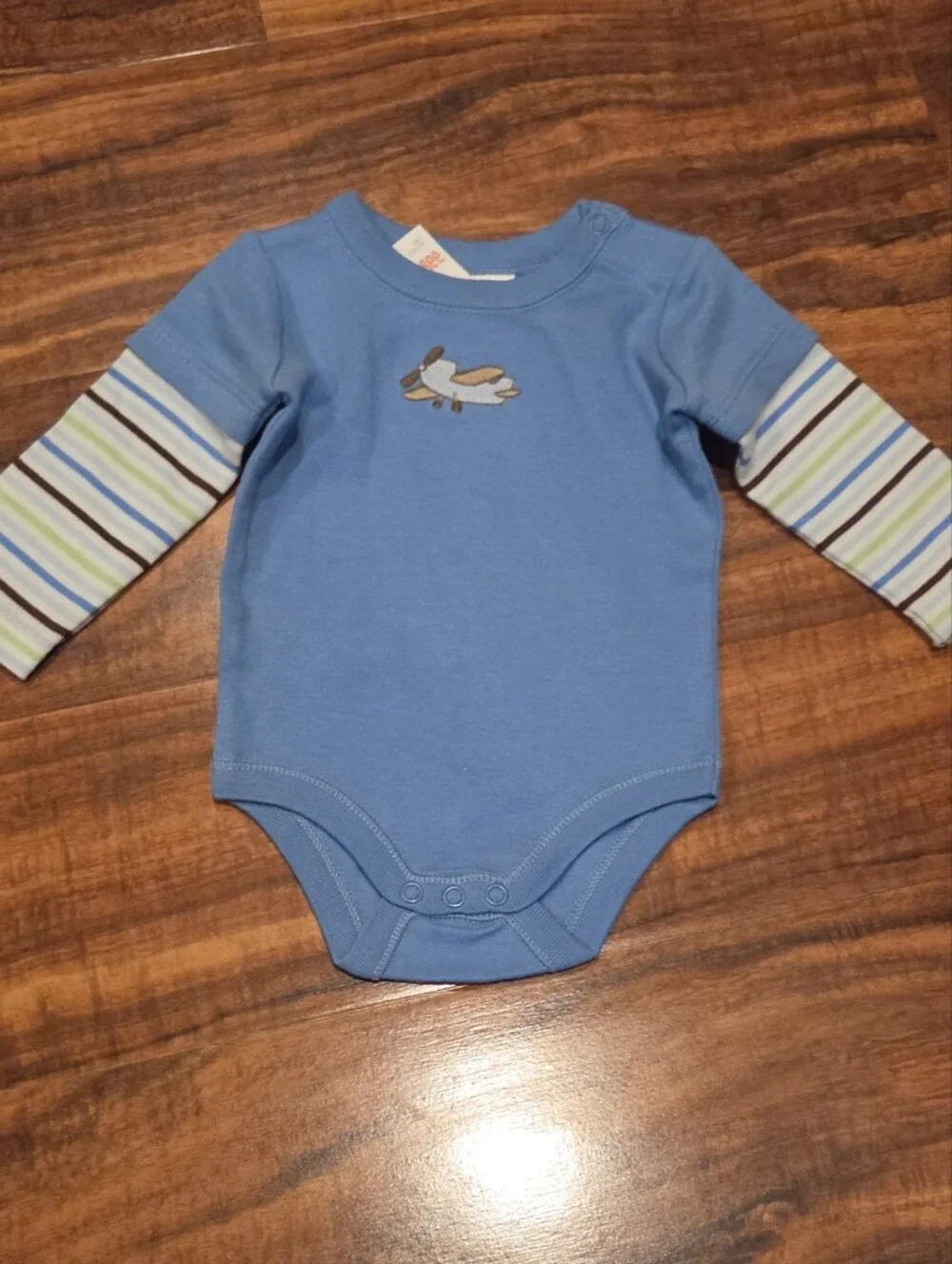 Gymboree NWT Newborn Blue Striped Airplane Bodyuit, Pants and Bib Set